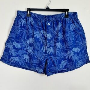 Tommy Bahama Men's Blue Tropical Palm Leaf Pull on Slouchy Loungewear Shorts XL